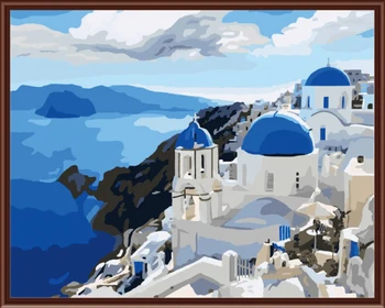 

New Home Decor Frameless Pictures Painting By Numbers Digital Oil Painting On Canvas Landscape Mediterranean Sea Pattern 40x50cm