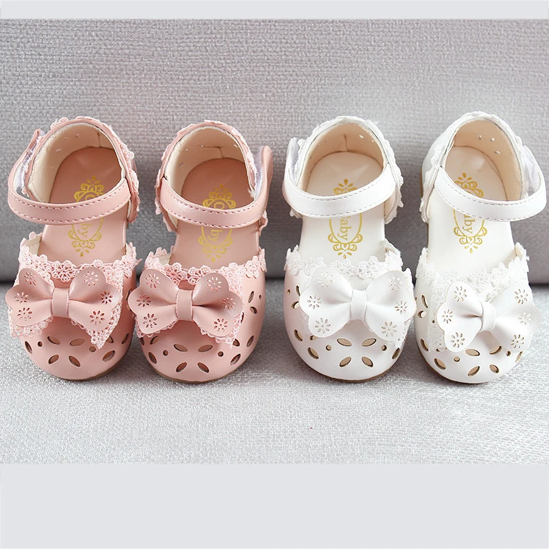 Summer Children Shoes 2018 Fashion Leather Sweet Children Sandals Girls Children Baby Breathable Hollow Bow Shoes