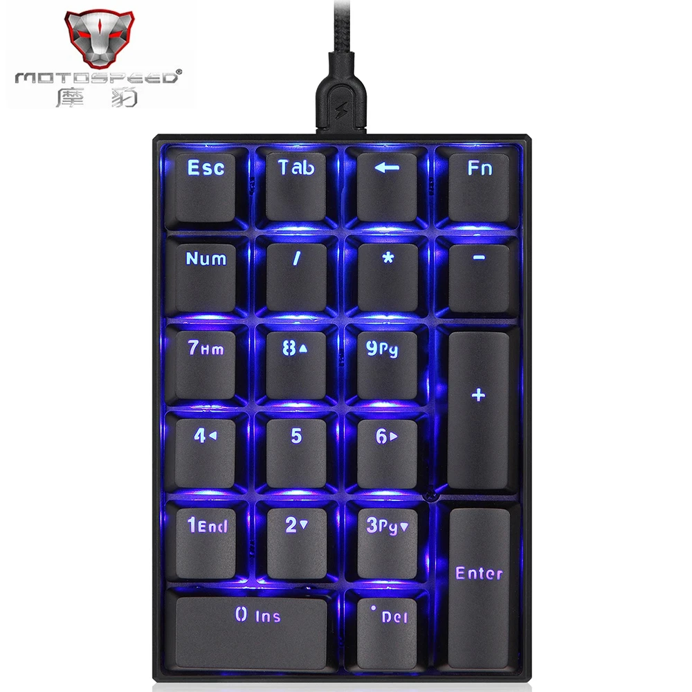 

Original Motospeed K23 USB Wired Numeric Mechanical Keyboard With Kailh Box Switch Blue Backlight Type-C PK K22