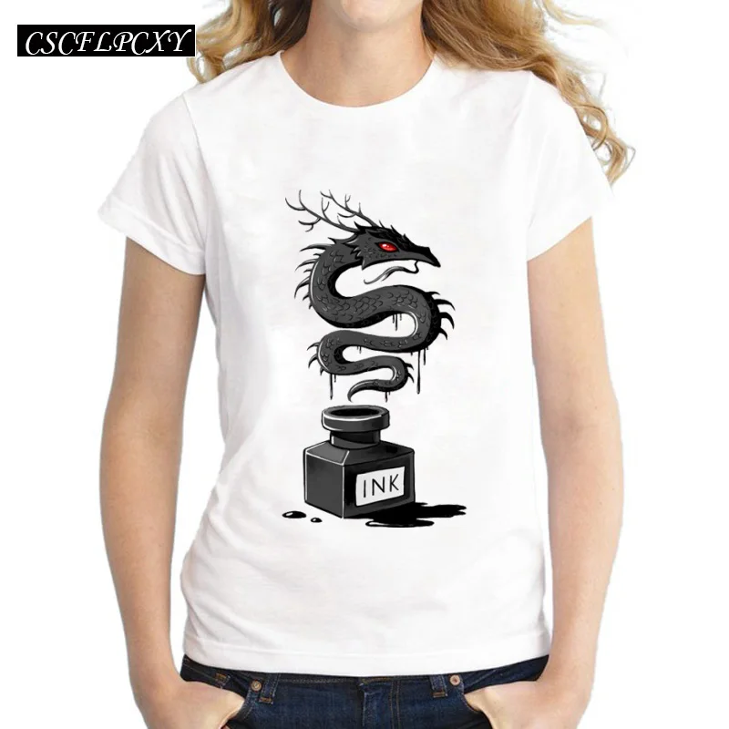 New-arrivals-Ink-Raven-women-customized-t-shirt-novelty-short-sleeve-casual-tee-Ink-Dragon-lady
