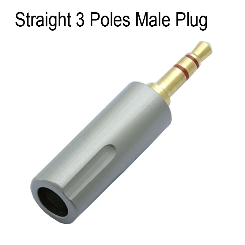 100pcs Copper 3 5mm Stereo Jack Gold Plated 3 5mm 3Pole 4Poles Male Plug Wire Connector for 6MM Cable Headphone Soldering Jack