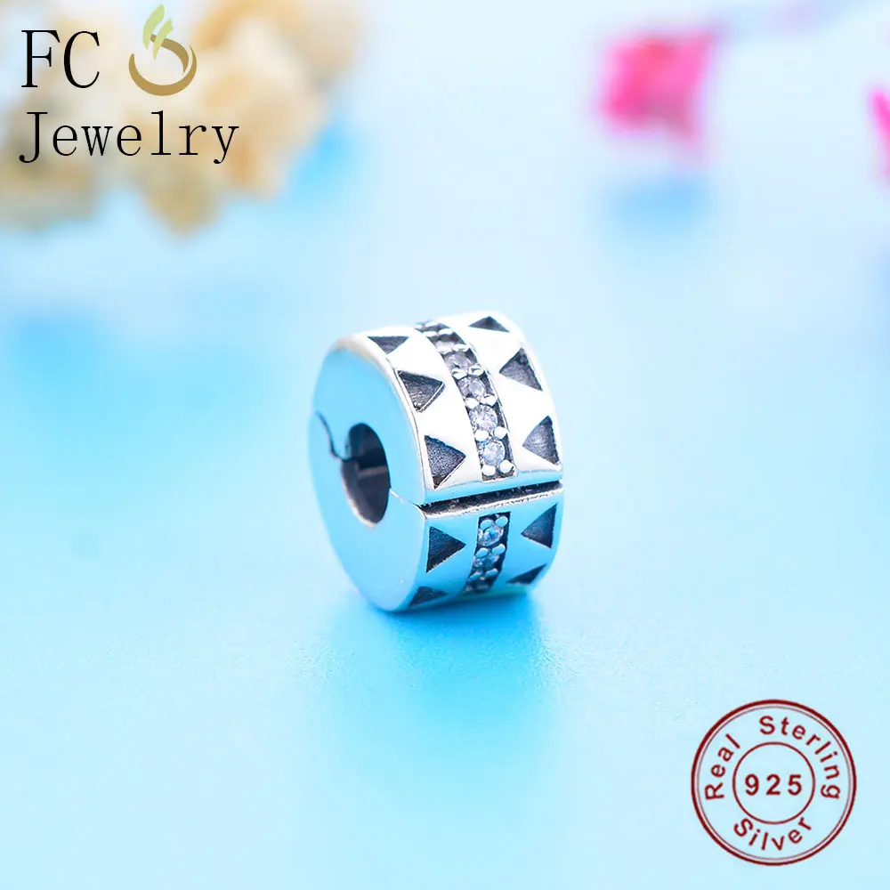 

2019 Summer 925 Sterling Silver Charm Fits Original Pandora Charm Bracelet Spacer Charms Clear CZ DIY Jewelry Making Berloque