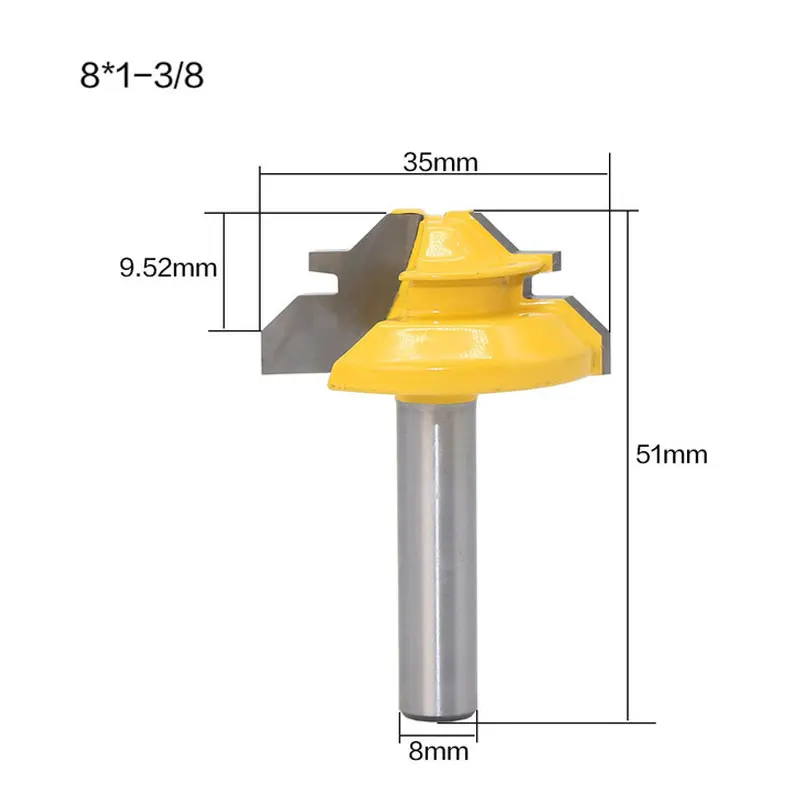 8 мм хвостовик 45 градусов Фрезерный резак инструмент соединение в УС с врезкой фрезерный станок для деревообработки сверла для деревянный кий сборочный инструмент