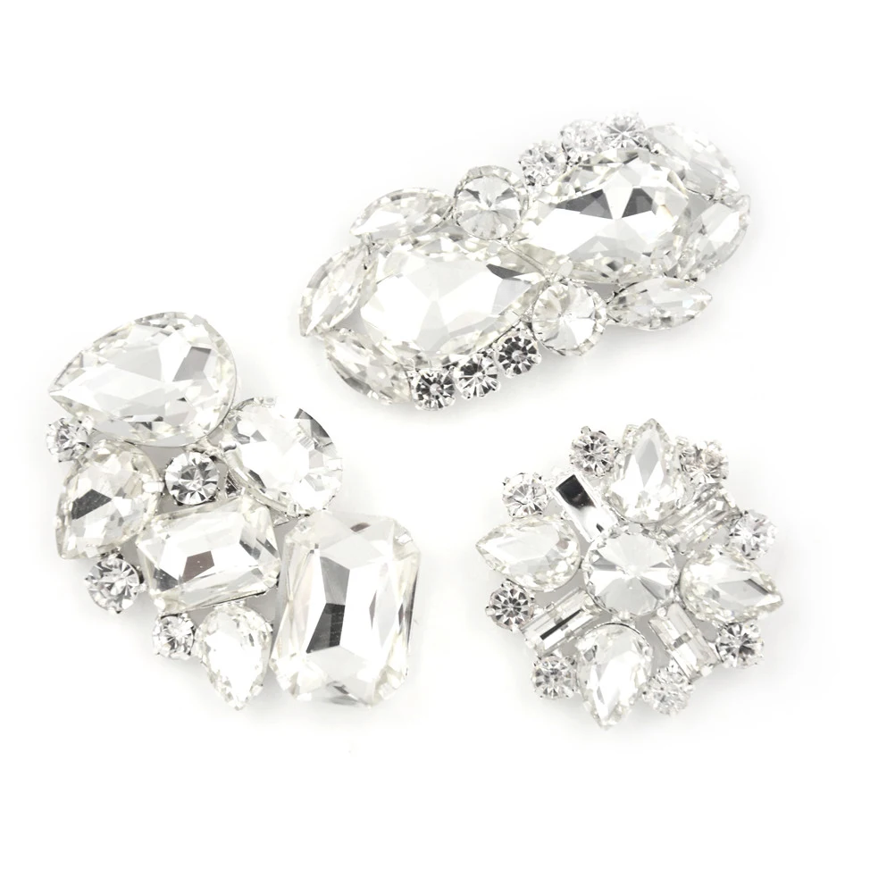 Women Shoe Charms Full Crystal Shoe Clips Rhinestone flower shoe buckle Strass crystal decorations clips 3 Styles