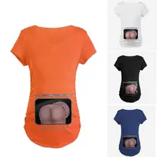 New Summer Maternity clothes Funny Naked Baby Printed Comfortable Short Sleeve T shirts Maternity cloth funny clothing Q2