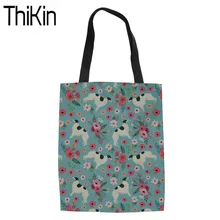 THIKIN женская льняная сумка для покупок Borzoi печать холст сумка женская складная сумка для покупок женские многоразовая эко-для хранения