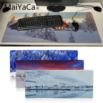 

Maiyaca Winter snow tree house Natural Rubber Gaming mousepad Desk Mat Keyboard Mat New Arrived High Quality mousepad anime