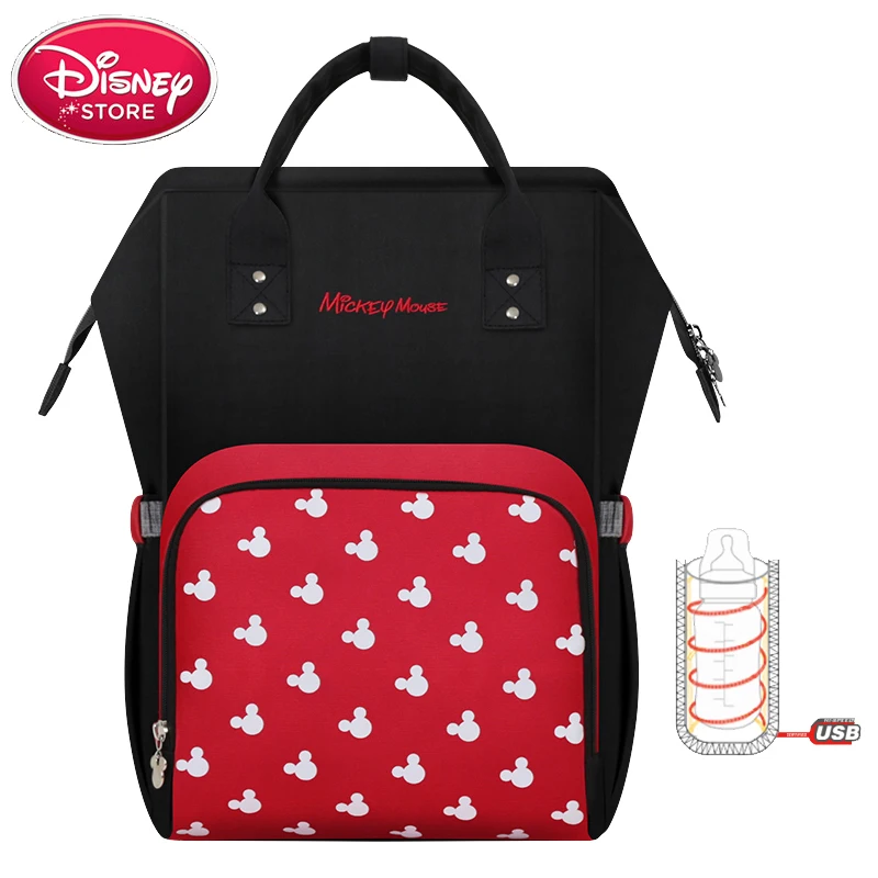 Disney мягкий подгузник сумки с USB бутылка изоляции подгузник сумка для ухода за ребенком Минни Микки Маус сумки путешествия рюкзак disney