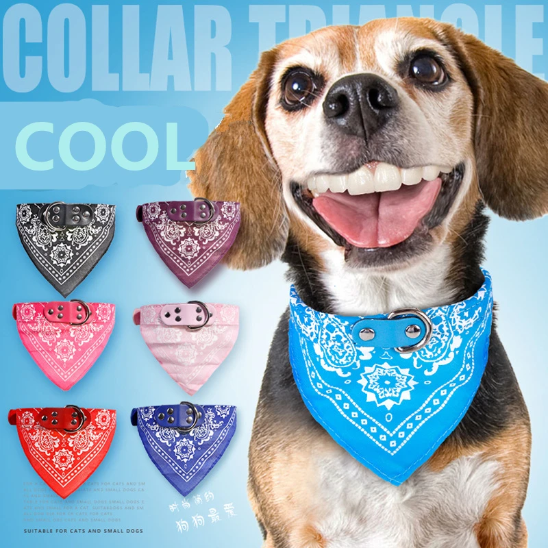 Printed Pet Dog Collars PU Leather Small Size Cat Use Mouth Scarf For Eating Cute Adjustable Colorful Style Pets Supplier | Дом и сад