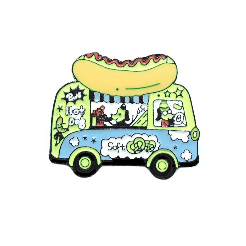 

Hot Dog Car Metal Enamel Color Brooch Wave Pattern Shark Badge Brooches Personality Fashion Dress Backpack Gift Jewelry