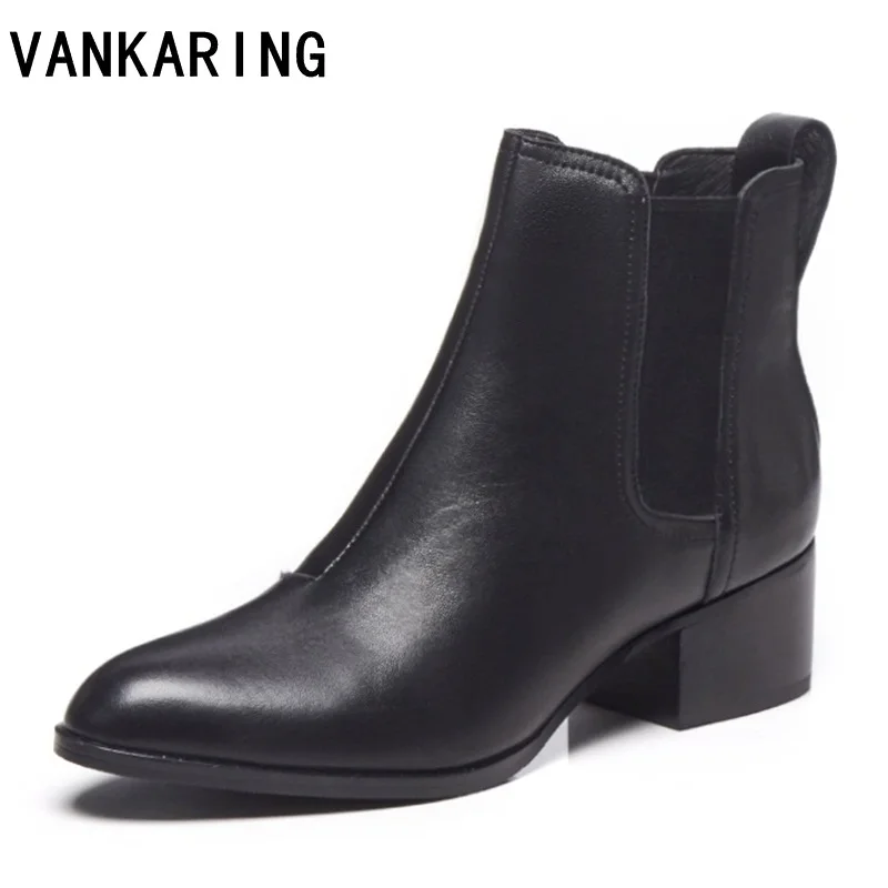 

genuine leather women ankle boots autumn winter female shoes woman flat fashion platform boots round toe solid comfortable shoes