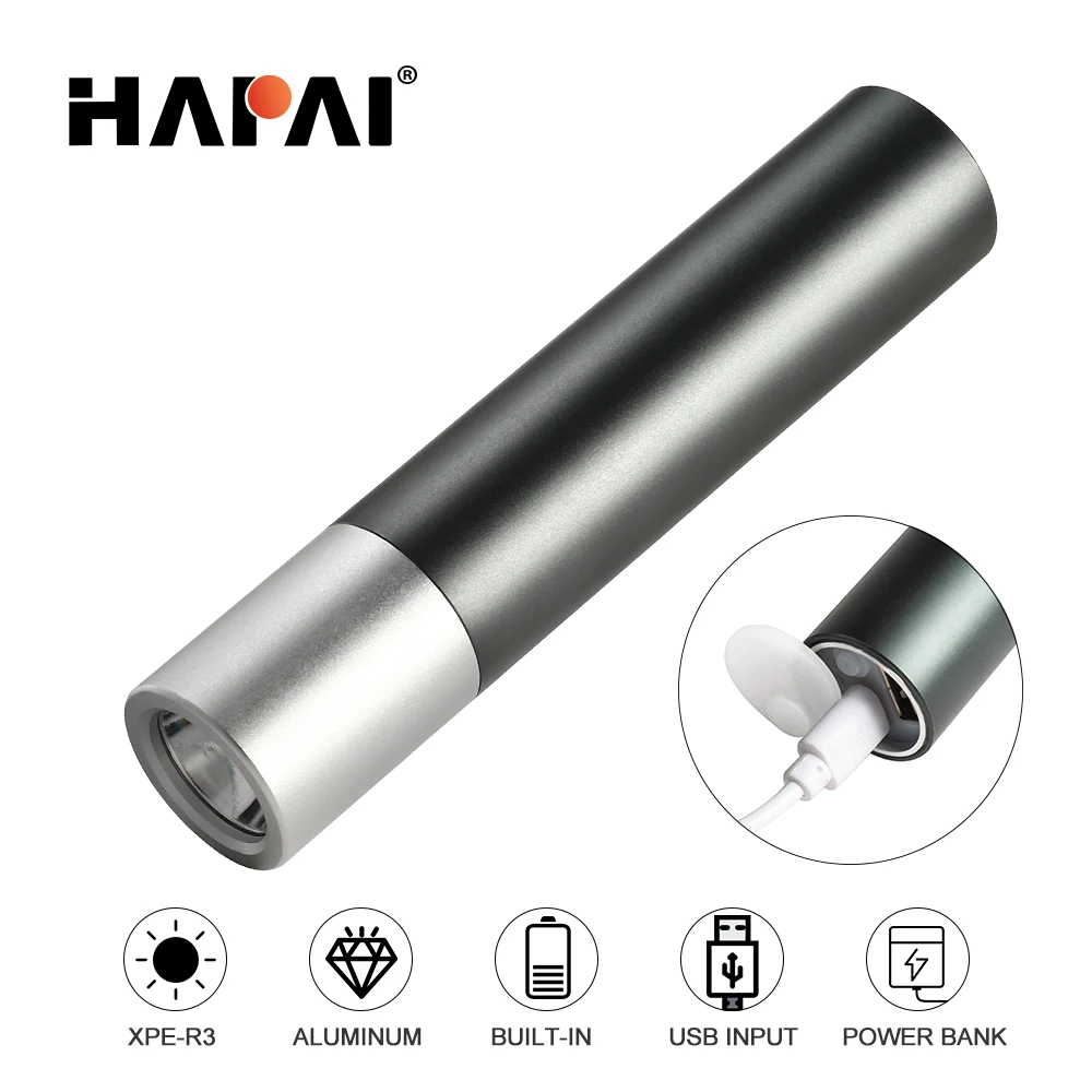 Портативный мини светодиодный фонарик с USB зарядкой встроенный аккумулятор 18650
