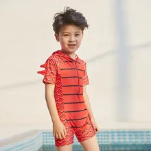 Летний купальный костюм для малышей, детские трусы-боксеры с капюшоном и динозавром для маленьких мальчиков, лидер продаж, весенний купальный костюм, пляжные купальники с короткими рукавами для бассейна