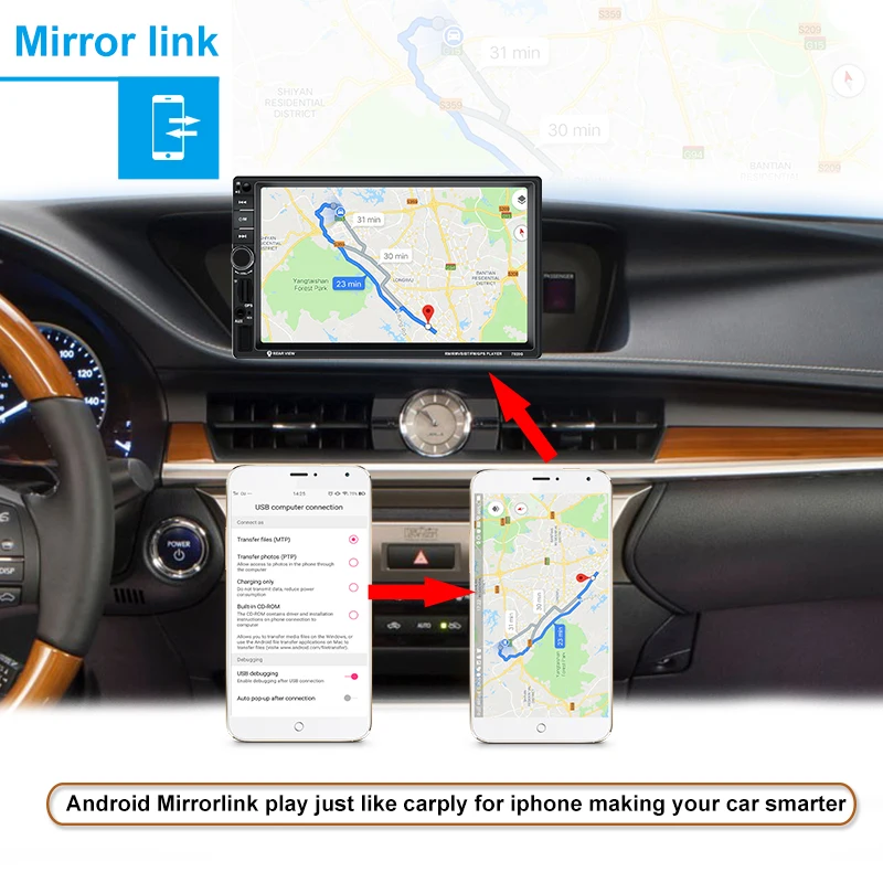 Автомагнитола 7 дюймов стерео GPS навигация Bluetooth USB SD 2 Din сенсорный мультимедийный