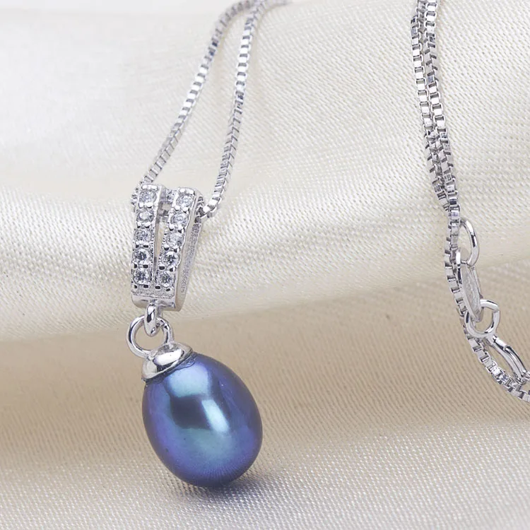 ZHBORUINI ожерелье, ювелирный набор из жемчуга, натуральный пресноводный черный жемчуг, 925 пробы, серебряное ожерелье, серьги, подвески для женщин