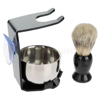 Shaving Brush Set  Shaving Razor Badger Hair Shaving Brush With Stand Holder Beard Shaving Kit Soap Bowl Cleaning Brush 5