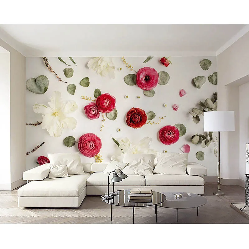 

3D Custom Wallpaper For Walls Mural Home Decor Realistic Flowers Wall paper For Bedding Living Room High Quality factory direc