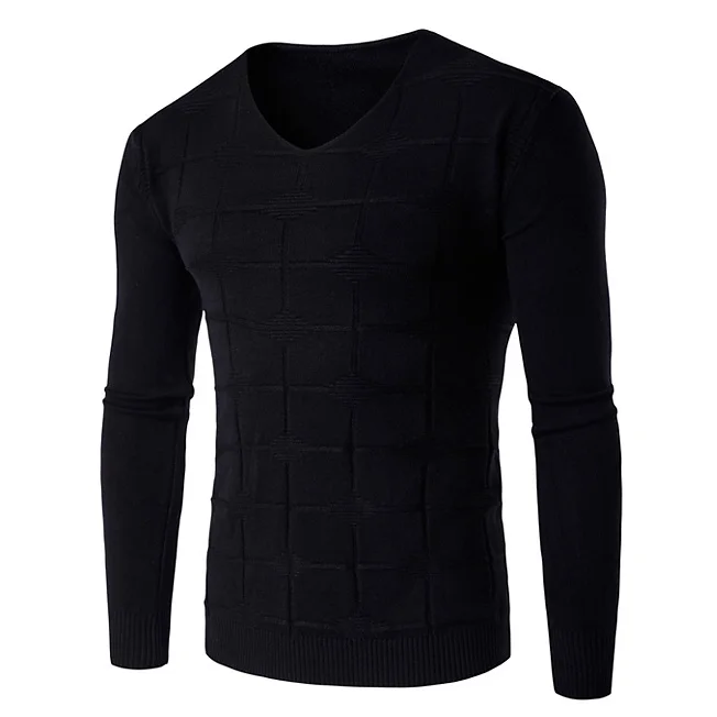 

2017 New Soft Warm Sweater Men Brand-Clothing Slim Fit V-Neck Pullover Men Sweaters Fashion square Knitted Pull Homme