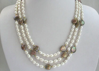 

huij 002375 stunning long 65" round coffee coin white freshwater pearls necklace