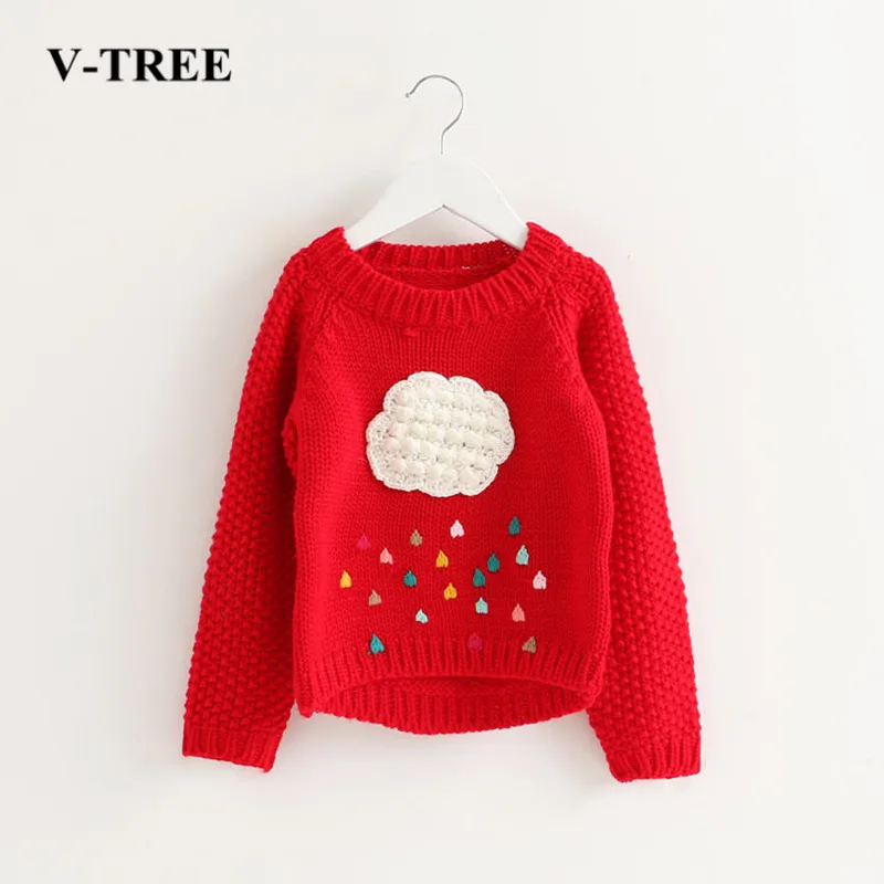 V TREE Girls Sweater Cloud Sweaters For Girls Knitted Kids Sweater
