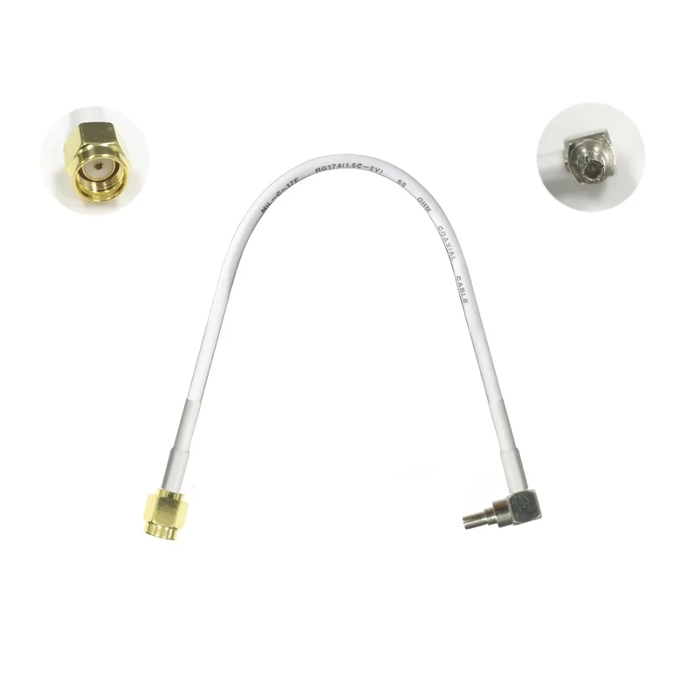 NEW 1PC RP-SMA Male to CRC9 male right angle plug 15cm 30cm 50cm low loss high quality for wifi antenna anti-corrosive