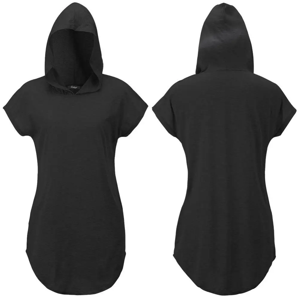 Летняя женская одежда большого размера, одноцветная с капюшоном, Жен. Футболка с длинными рукавами, повседневные футболки, топы, Женская свободная футболка A3410 - Цвет: Черный