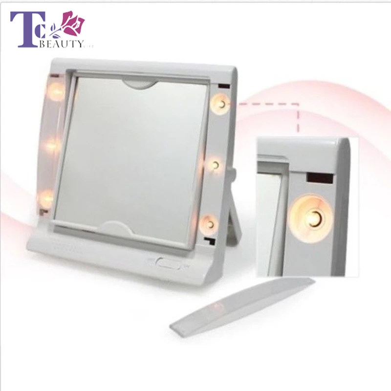 

Cosmetic Tools MR-01 Cordless Lighted Magnifying Dual Side Makeup Mirror Square