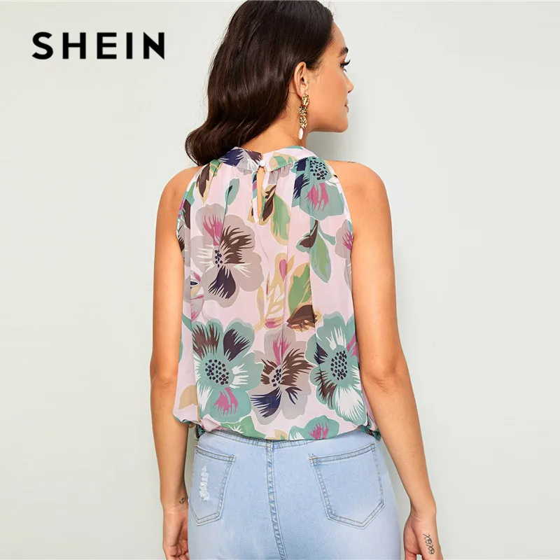 SHEIN ثقب المفتاح عودة أكمام الأزهار بلوزة ملابس حريمي 2019 عارضة موقف طوق الصيف بلوزة إمرأة قمم و البلوزات SHEIN ثقب المفتاح عودة أكمام الأزهار بلوزة ملابس حريمي 2019 عارضة موقف طوق الصيف بلوزة إمرأة قمم و البلوزات