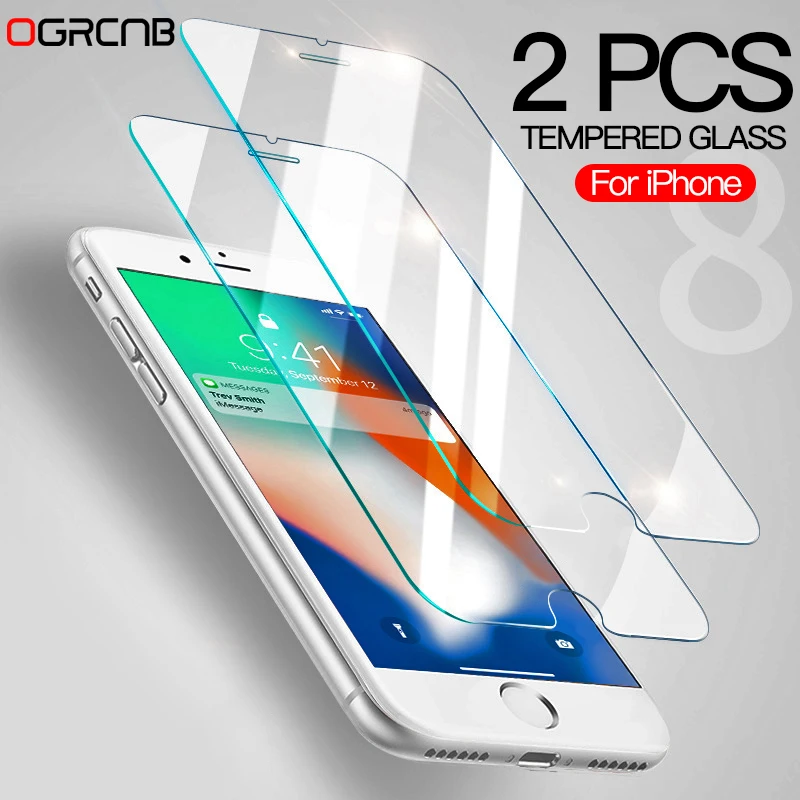 Goede 2 stks Screen Protector Glas Voor iPhone 5 5 s SE 6 6 s 7 8 Gehard Glas Voor Iphone 7 8 Plus 6 6 s Plus 2.5D 9 H Protecter Film