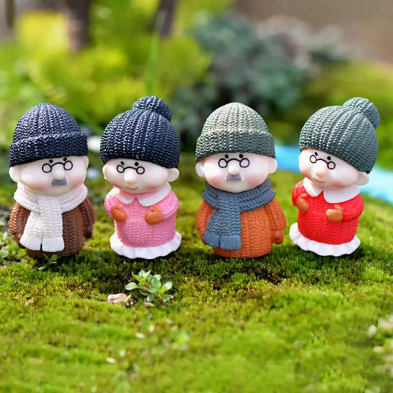 Grandpa Grandma DIY Miniature Figurine Garden Dollhouse Decor Micro Landscape MA