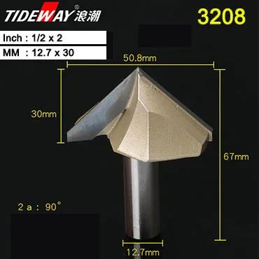 Tideway 1 шт. 1/" хвостовик двойная окантовка фрезы для дерева 90 Deg V шлифовальный станок Вольфрам для резьбы по дереву инструмент