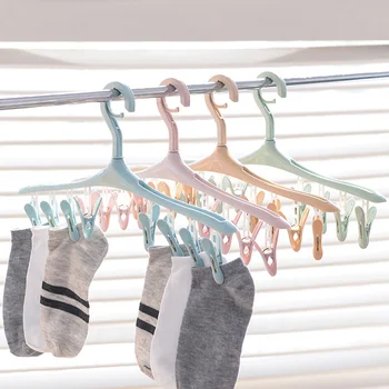 

Windproof Drying Clothes Hangers With 8 Clips Household Plastic Hook Racks Cloth Storage Hanger Home Organizer Accessories