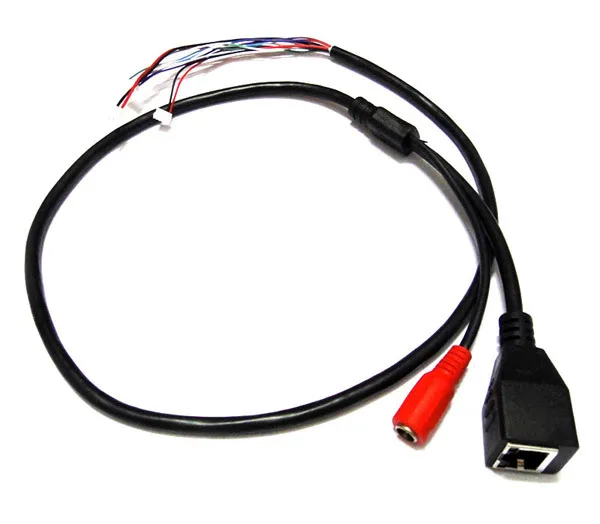 X 4 шт. CCTV IP Сетевая камера PCB модуль видео кабель питания, 60 см длиной, RJ45 Женский и DC Мужской разъемы с терминалами