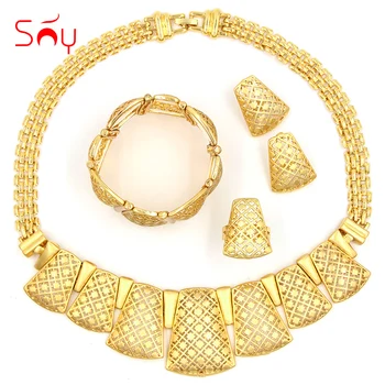 

Sunny Jewelry Fashion Jewelry 2020 Women Bridal Wedding Jewelry Sets High Quality Lock Necklace Earrings Bracelet Ring For Party