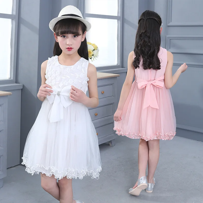 

Kids Girls sleeveless summer dress 2017 new baby girls' clothing fashion three-dimensional flower dress 4/5/6/7/8/9/10/11/12/13