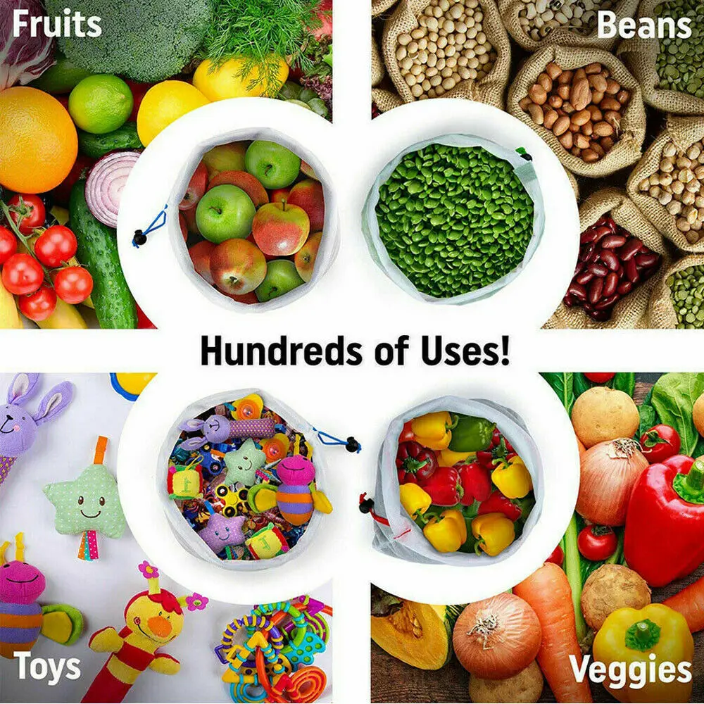 12pcs Reusable Mesh Produce Bags Washable Eco Friendly Bags Shopping Bags for Grocery Shopping Storage Fruit Vegetable Toys