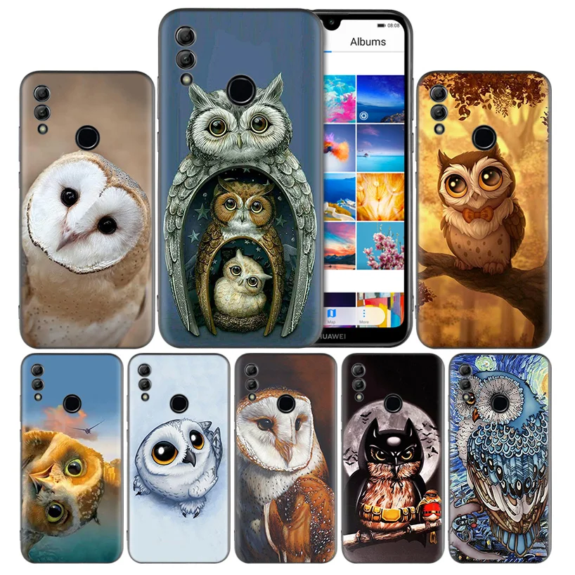 

Colorful Owls Black Silicone Case Cover for Huawei Honor 8X 8C 8A 8S 10 10i Lite Play V20 Y9 Y7 Y6 Y5 Prime 2018 2019 Fundas