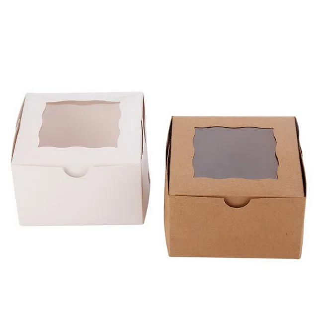 ONE MORE Mini Pie Boxes Bakery Boxes with PVC Window 4x4x2.5inch 24PCS of Pack Included of Stickers White 