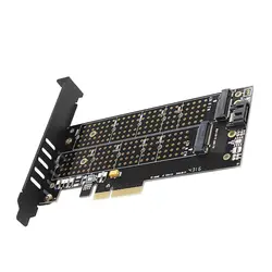 Dovewill двойной M.2 адаптер PCIe NVME M-key или SATA B-key для PCI-e x4 карты расширения