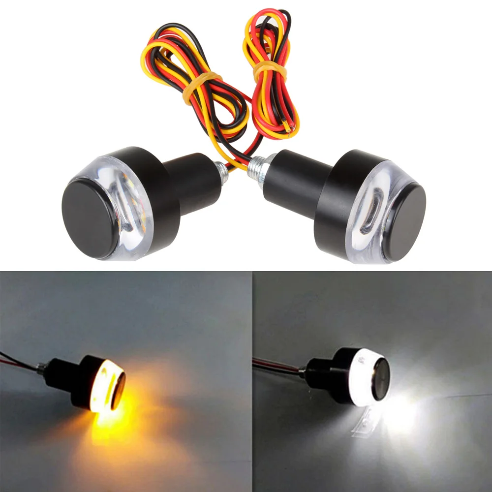 

2 pcs Motorcycle Turn Signal Light Amber LED Motorbike Handle Bar End Indicator Grip Plug For 22mm Handlebar