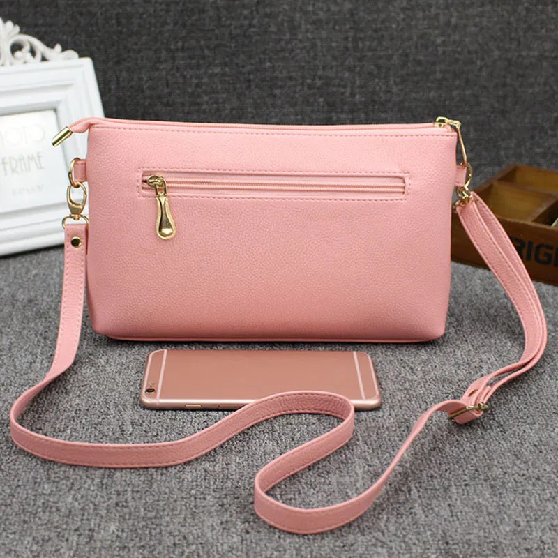 Fashion Korean Women Messenger Bags Leather Adjustable Strap Zipped