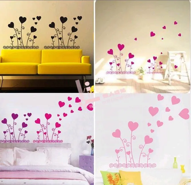 DIY romantic PVC high quality wall sticker /Love grass wall decor/home