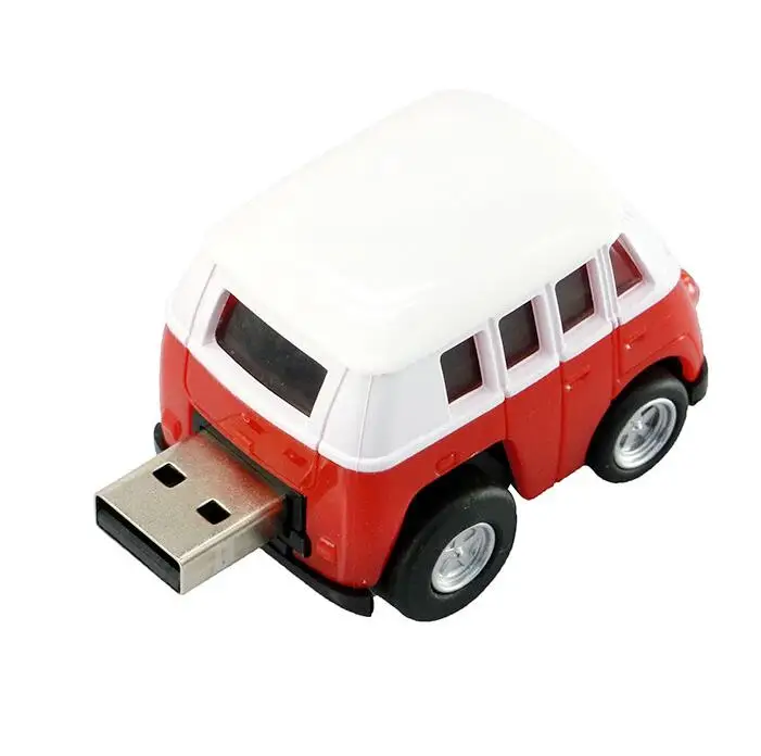 Школьный автобус, USB флеш-накопитель, модель мини-машины, 4 ГБ, 8 ГБ, 16 ГБ, 32 ГБ, 64 ГБ, 128 ГБ, флешка, USB 2,0, флешка, флеш-карта - Цвет: red