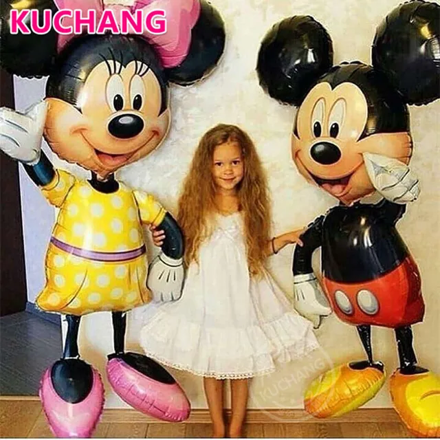 1 قطعة 110 سنتيمتر العملاق ميكي ميني ماوس احباط بالونات الأحمر الأصفر Bowknot الدائمة Airwalker عيد ميلاد الاطفال حزب زينة Globos