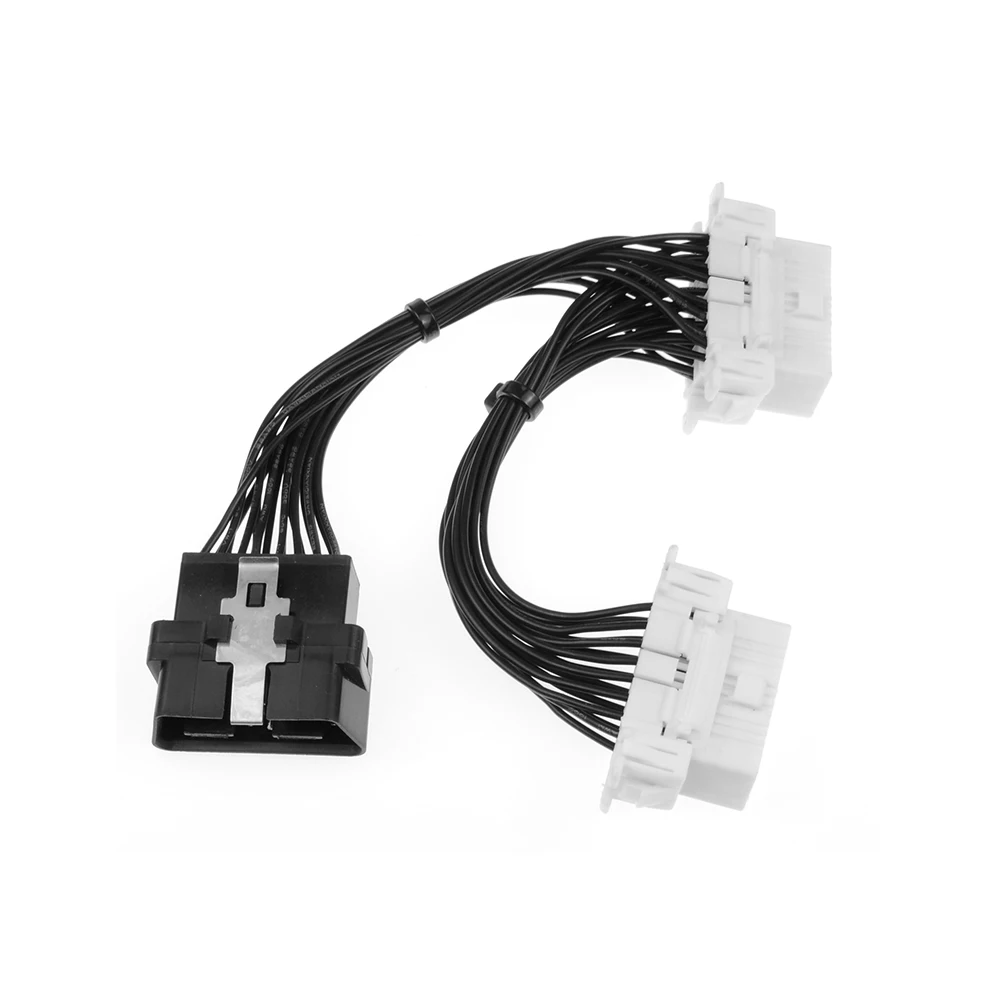 Новый 16 pin OBD2 OBDii OBD 2 разветвитель Удлинительный кабель с одним штекером на два