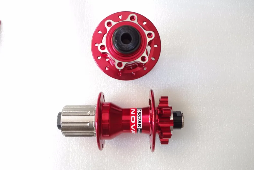 

28/28H RED NOVATEC D881SB D882SB Mini Thru Axle Hubs, MTB Disc Brake Hubset for AM/ DH, Front 9*100mm Rear 10*135mm, 28/28 Holes
