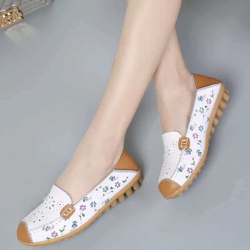 

Brand 2018 Summer Women Casual Soft Leather Ballet Flats Plus Size Lazy Lady Drive Flat Slip On Loafers Boat Shoes Soulier Femme