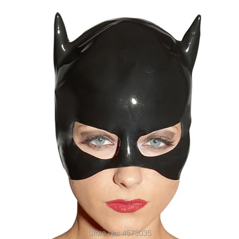 

hot exotic Sexy unisex Women men handmade black Latex half Open face hood Costume cekc zentai Latex 3D Hoods hat customize size
