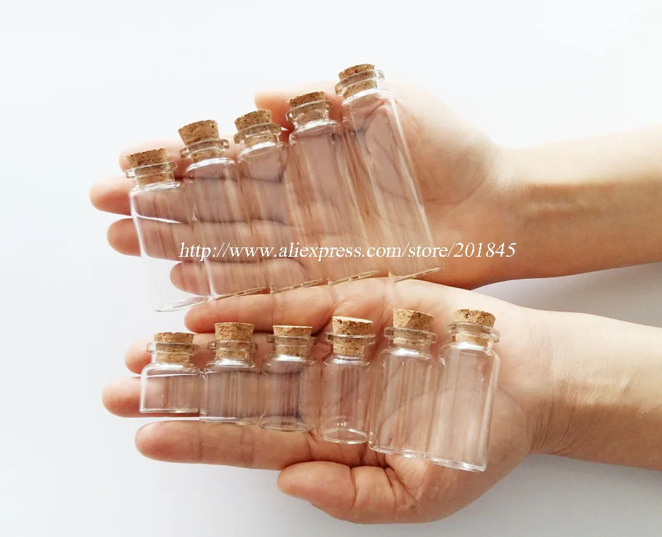 

10Pcs/Lot Cute Tiny Transparent Empty Wishing Glass Bottle Drifting Bottle Vial With Cork Stopper Containers