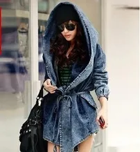 Coak cape cover ups hooded women s retro style denim jacket Jean Oversized Hoodie Outerwear Hooded